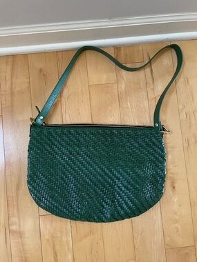 Clare V. Moyen Messenger Evergreen Woven Bag with Long Strap Only